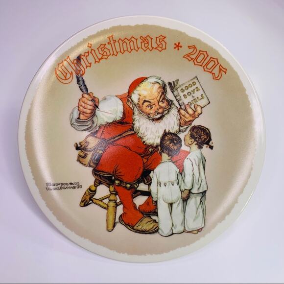 Norman Rockwell Making a List Christmas plate - Picture 3 of 9